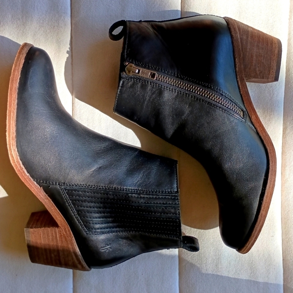 Frye Black Leather Ankle Boots_6.5